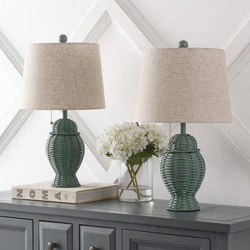 Margie Wicker 20.5" Bohemian Rustic Iron LED Table Lamp - JONATHAN Y